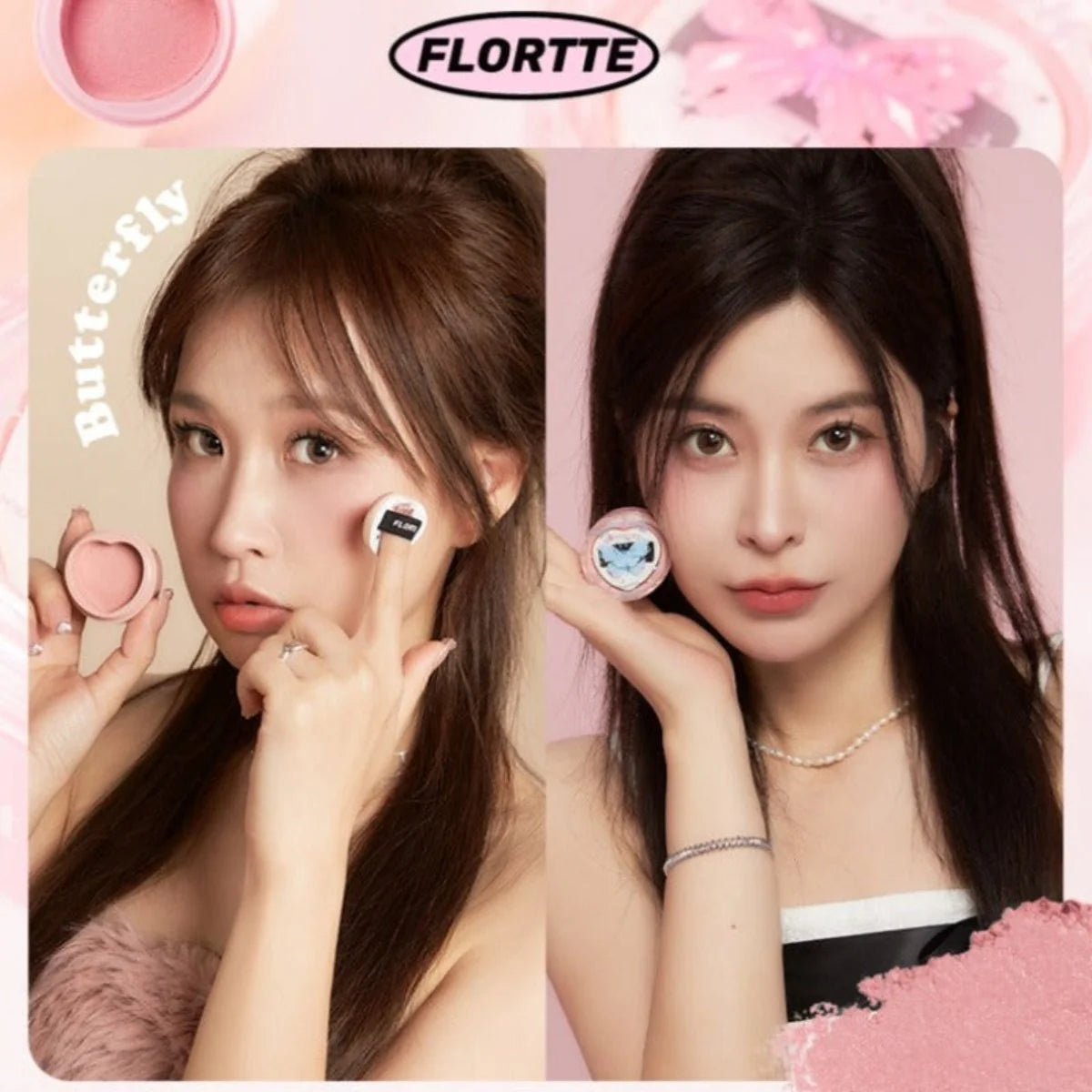 Flortte 【NEW!】Hello Beauty Airy Cream Blush 6g 花洛莉亚腮红膏04空气气垫落利亚洛丽亚晒红女膨胀收缩色