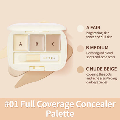 Judydoll Three-Shades Concealer Palette 2.7g 橘朵遮瑕液三色遮暇盘遮盖痘印眼袋黑眼圈膏笔痘痘液体提亮