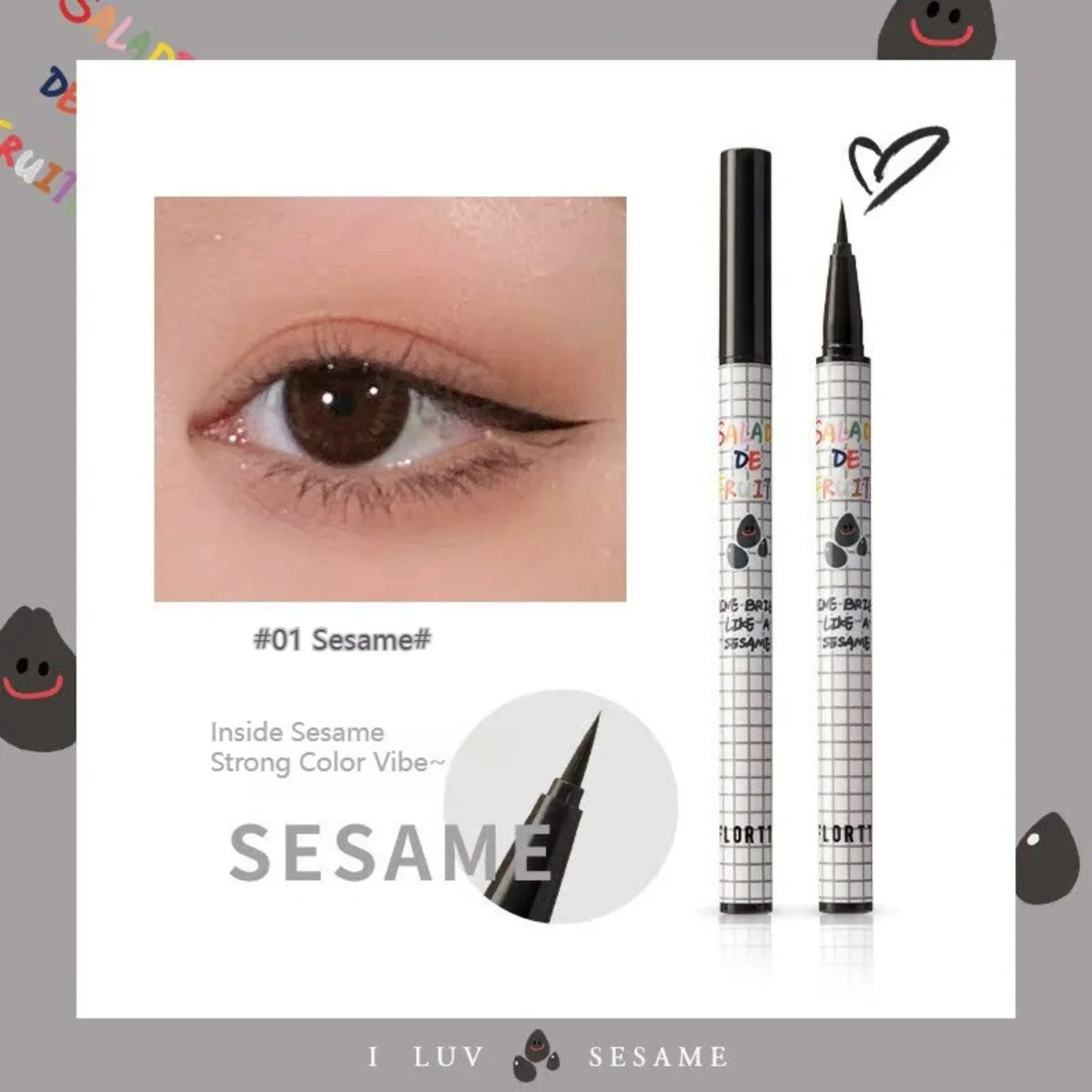 Flortte Salade De Fruits Eyeliner Pencil 0.5ml 花洛莉亚水果沙拉系列彩色眼线液笔精细防水学生党新手眼线笔顺滑自然