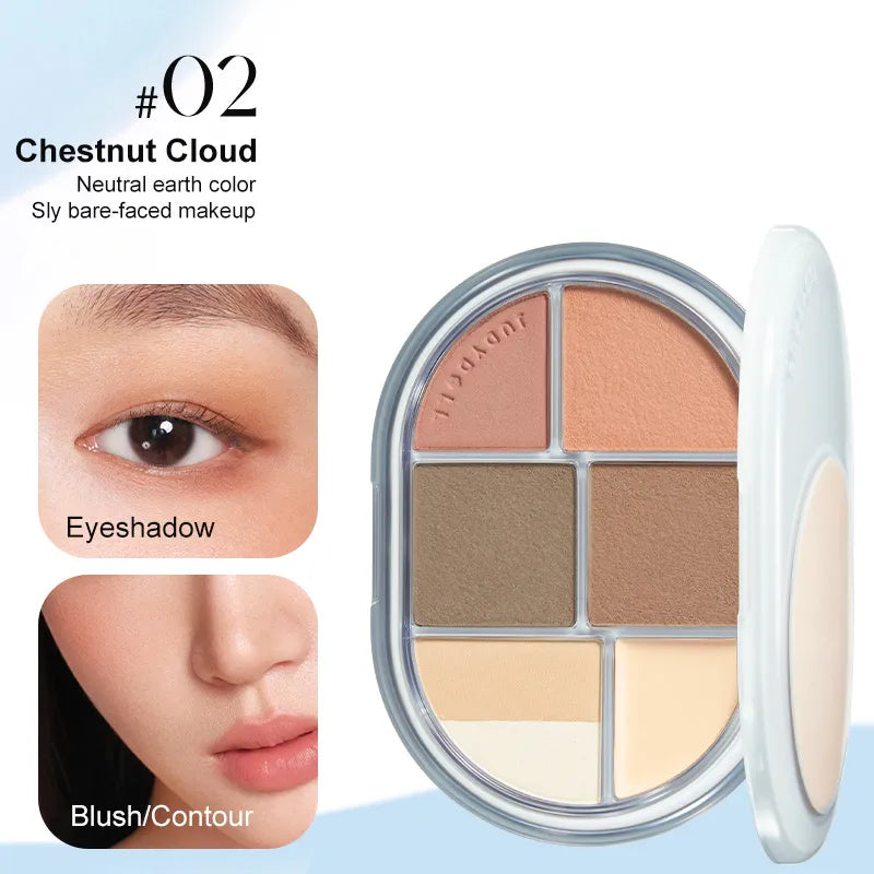 Judydoll GLAZED BEAUTY-6 Color Multi functional Palette 11g 橘朵造物系列六色面部综合盘腮红眼影经典十色彩妆盘日常春夏学生