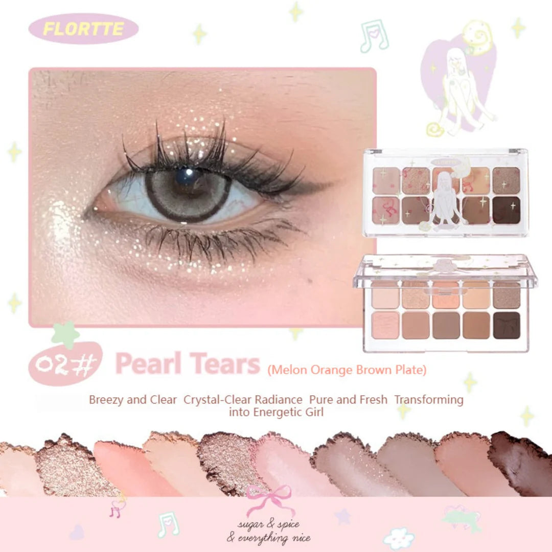 Flortte Wackky Series Ten-Color Eyeshadow Palette 7.5g 花洛莉亚眼影盘女生宿舍系列Wackky系列十色落利亚大地色高光新款