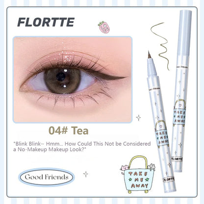 Flortte 【New】Good Friends Club Rotatable Eyeliner Pencil 花洛莉亚好胖友俱乐部系列万向眼线液笔防水不晕染极细新手初学者落利亚女