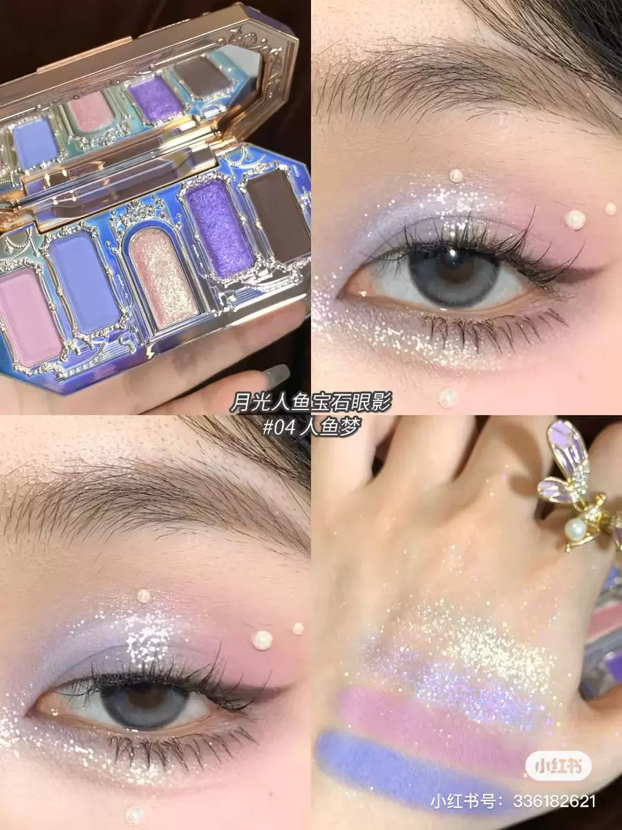 Flower Knows Moonlight Mermaid Five-Color Jewelry Eyeshadow Palette 6.3g 花知晓月光人鱼五色眼影