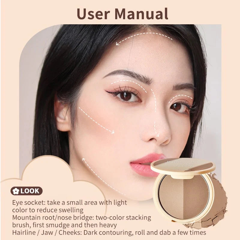 Judydoll 2 Shades Contour Palette 9g 橘朵双色修容粉饼鼻影侧影阴影粉高光修容一体盘