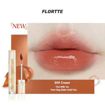 Flortte Nice To Meet Chu Lip Lasting Tint 2.8g 花洛莉亚初吻露水光唇釉唇蜜镜面唇彩不沾杯口红学生平价