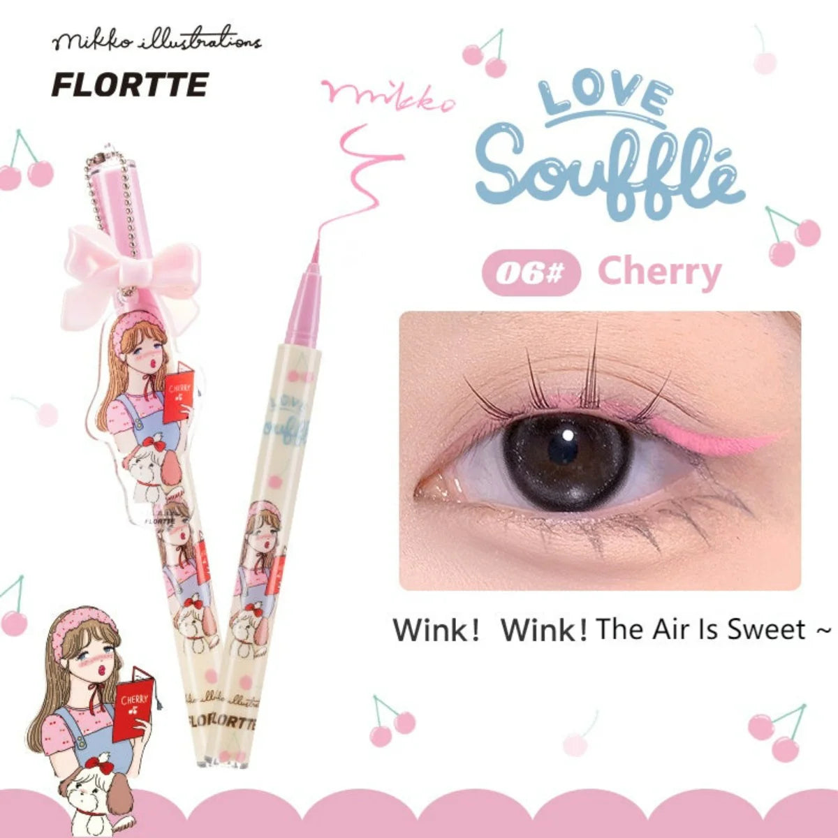 Flortte 【520】Mikko Wink Wink Liquid Eyeliner Flt071 0.5ml 花洛莉亚MIKKO联名款彩色防水眼线液笔卧蚕不易晕染