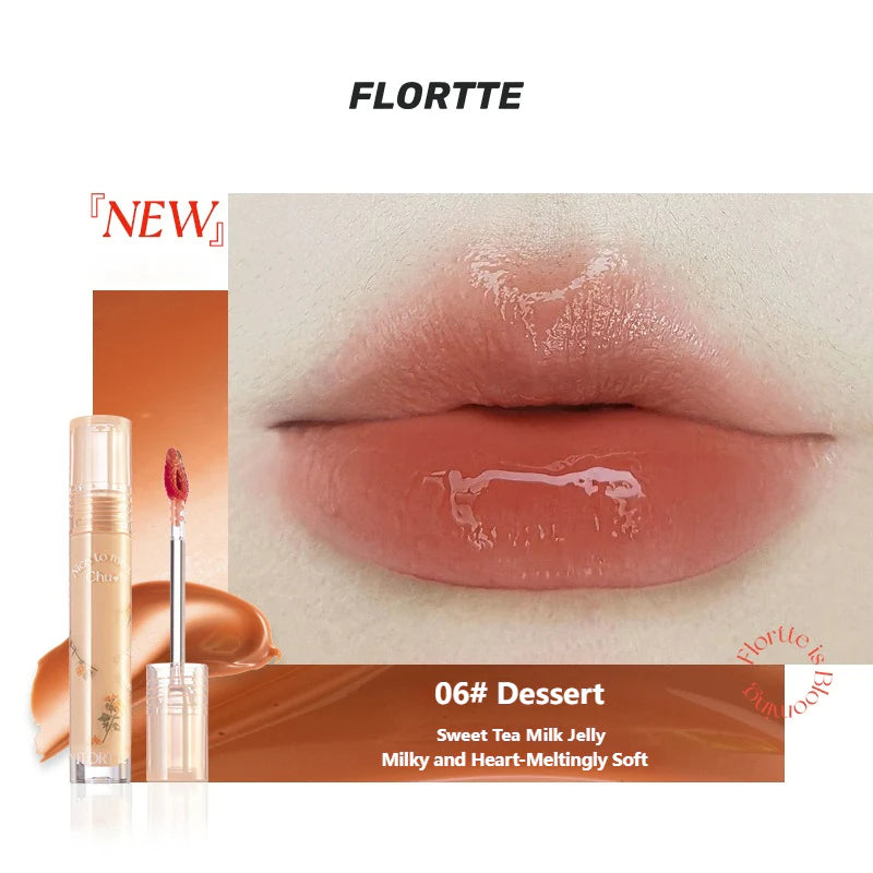 Flortte Nice To Meet Chu Lip Lasting Tint 2.8g 花洛莉亚初吻露水光唇釉唇蜜镜面唇彩不沾杯口红学生平价