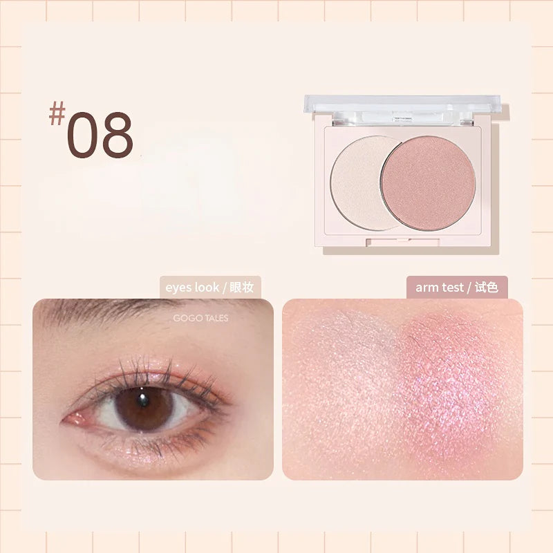 GOGOTALES Sparkling Two-Color Eyeshadow Palette 3.8g 戈戈舞口袋双拼发光双色眼影盘