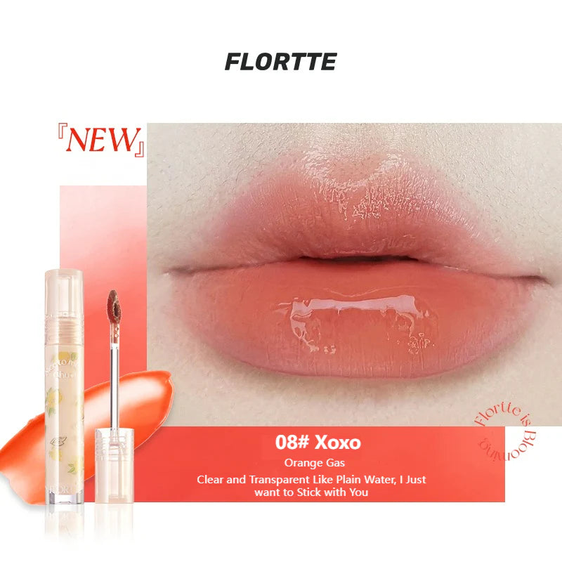 Flortte Nice To Meet Chu Lip Lasting Tint 2.8g 花洛莉亚初吻露水光唇釉唇蜜镜面唇彩不沾杯口红学生平价