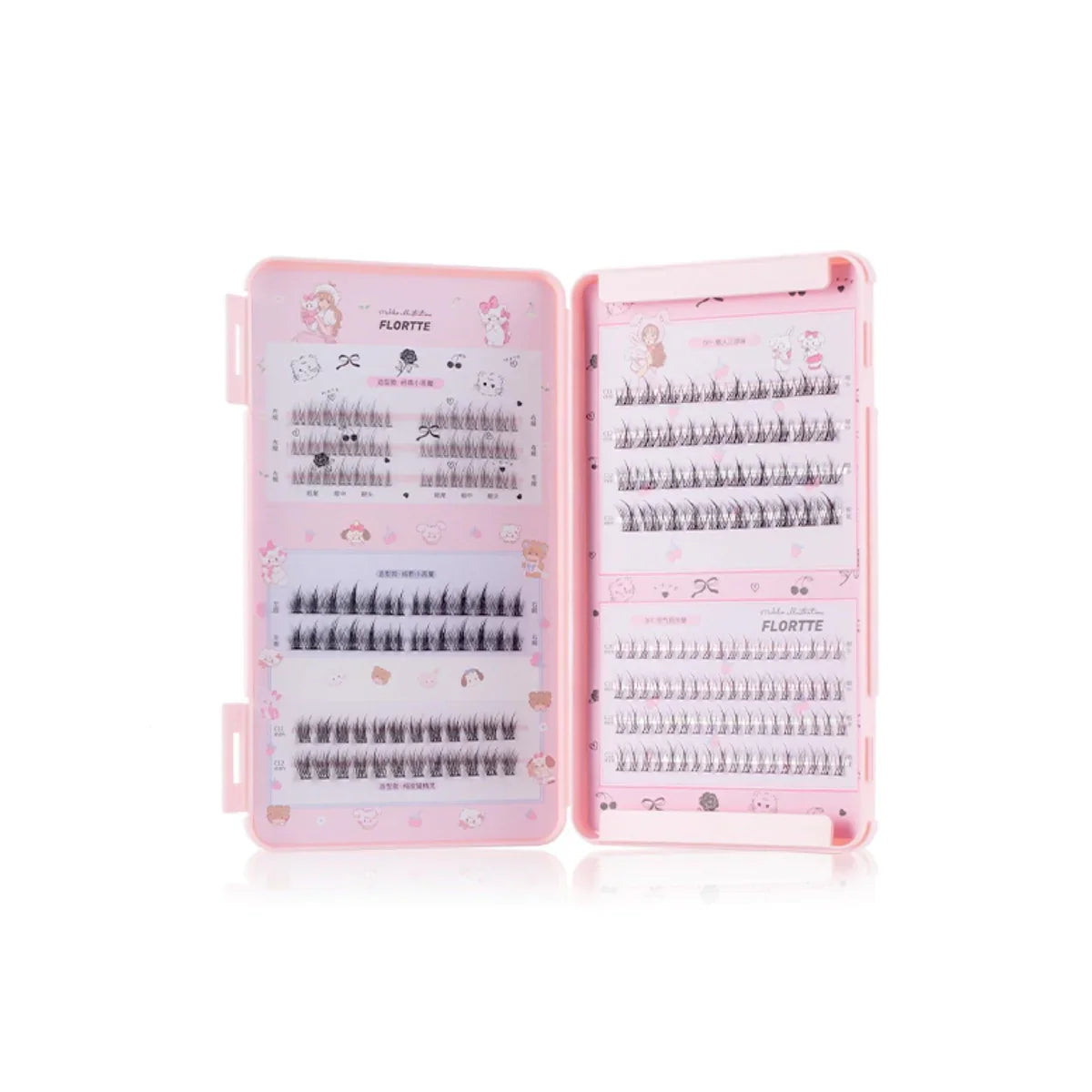 Flortte Mikko False Eyelashes(5 types 242 pieces＆Free Eyelash Curler) 花洛莉亚睫毛书mikko联名假睫毛日常自然单簇懒人三部曲