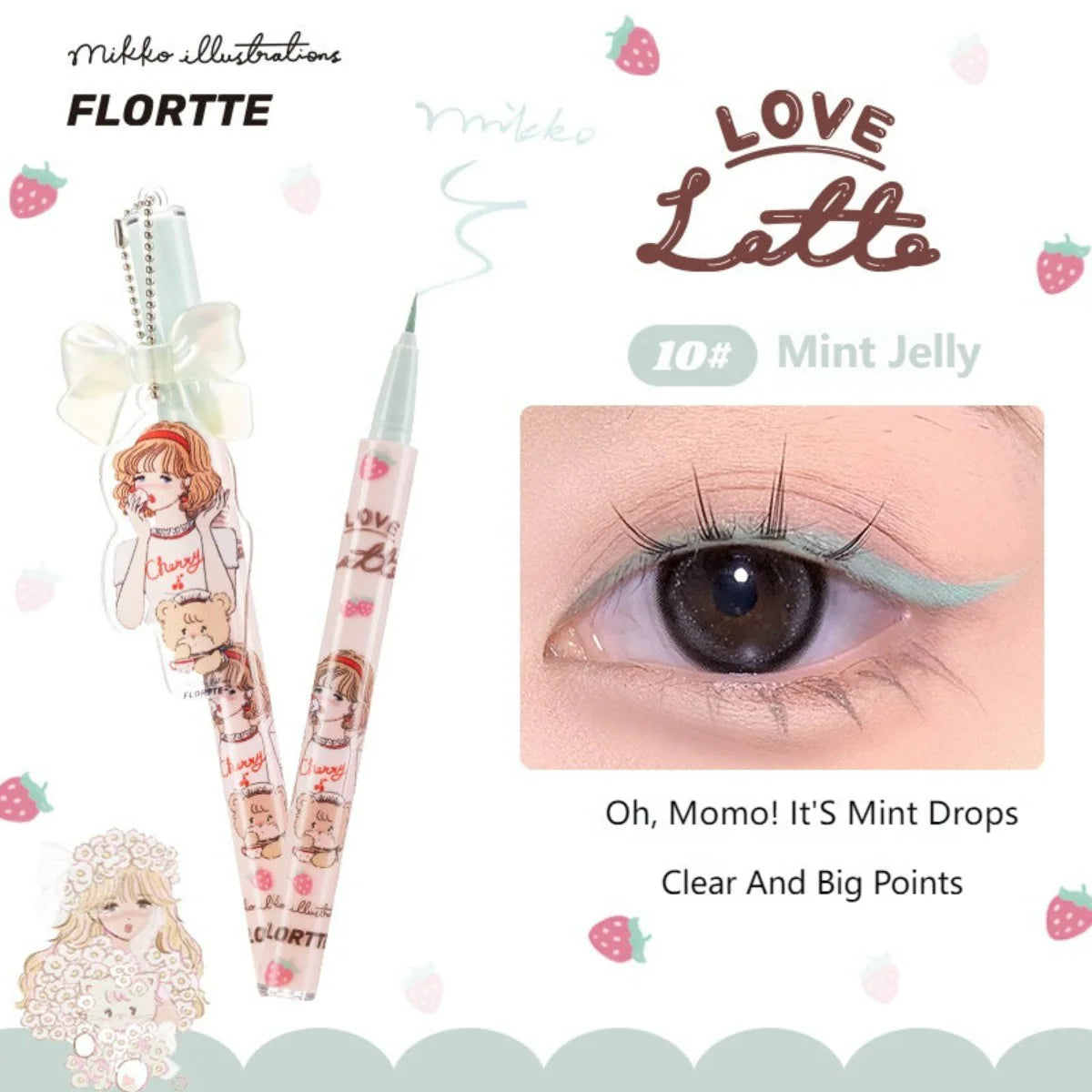 Flortte 【520】Mikko Wink Wink Liquid Eyeliner Flt071 0.5ml 花洛莉亚MIKKO联名款彩色防水眼线液笔卧蚕不易晕染