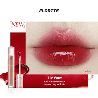 Flortte Nice To Meet Chu Lip Lasting Tint 2.8g 花洛莉亚初吻露水光唇釉唇蜜镜面唇彩不沾杯口红学生平价