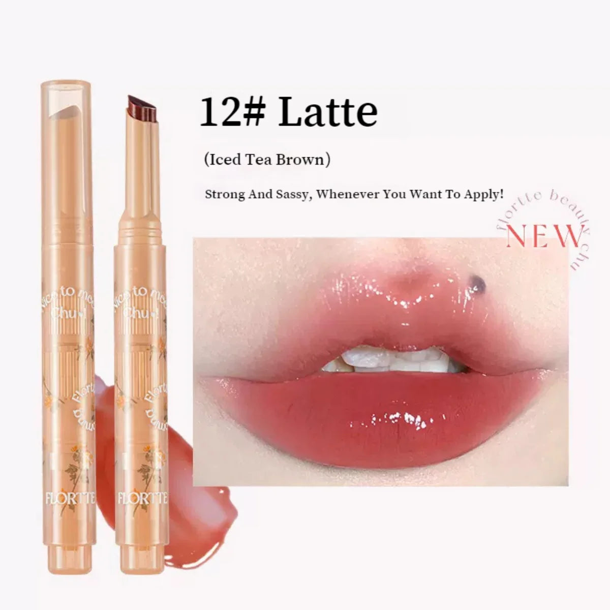 Flortte Nice To Meet Chu Jelly Lipstick1.4g 花洛莉亚初吻爱心棒果冻唇膏笔润唇膏镜面滋润水光唇釉口红