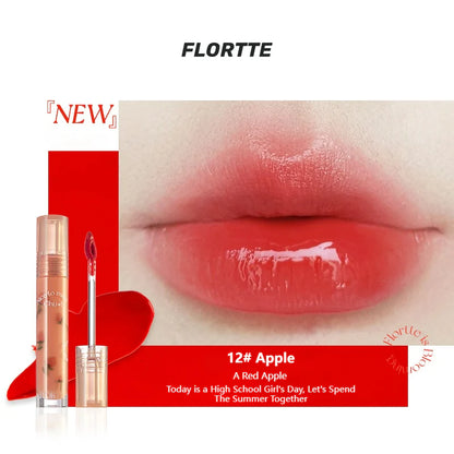 Flortte Nice To Meet Chu Lip Lasting Tint 2.8g 花洛莉亚初吻露水光唇釉唇蜜镜面唇彩不沾杯口红学生平价