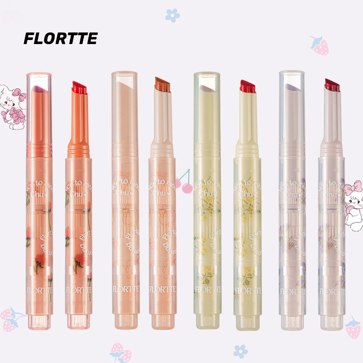 Flortte Nice To Meet Chu Jelly Lipstick1.4g 花洛莉亚初吻爱心棒果冻唇膏笔润唇膏镜面滋润水光唇釉口红