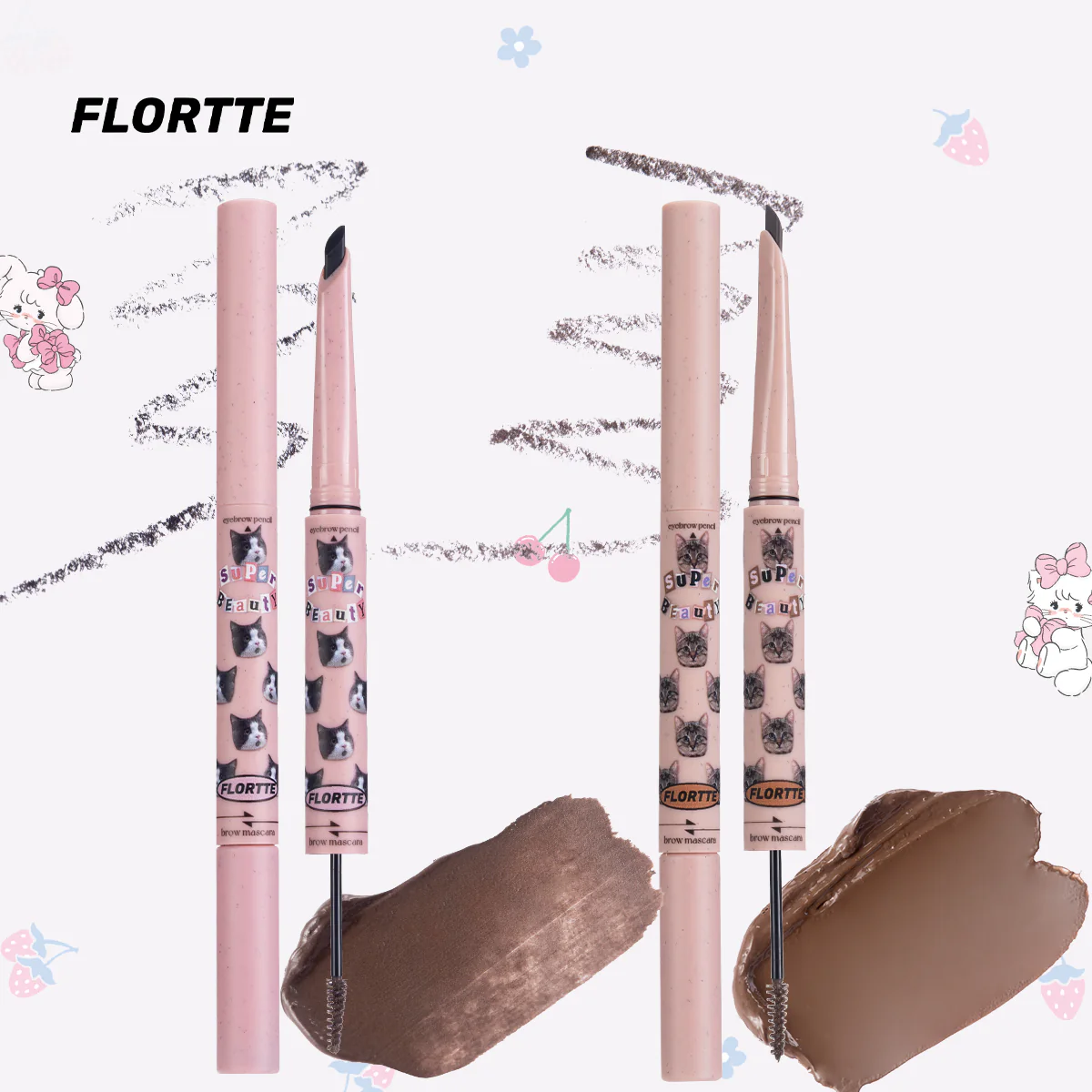 Flortte Eyebrow Pencil Brow Mascara 花洛莉亚BUNNY联名款染眉膏立体自然持久防水不晕妆野生眉