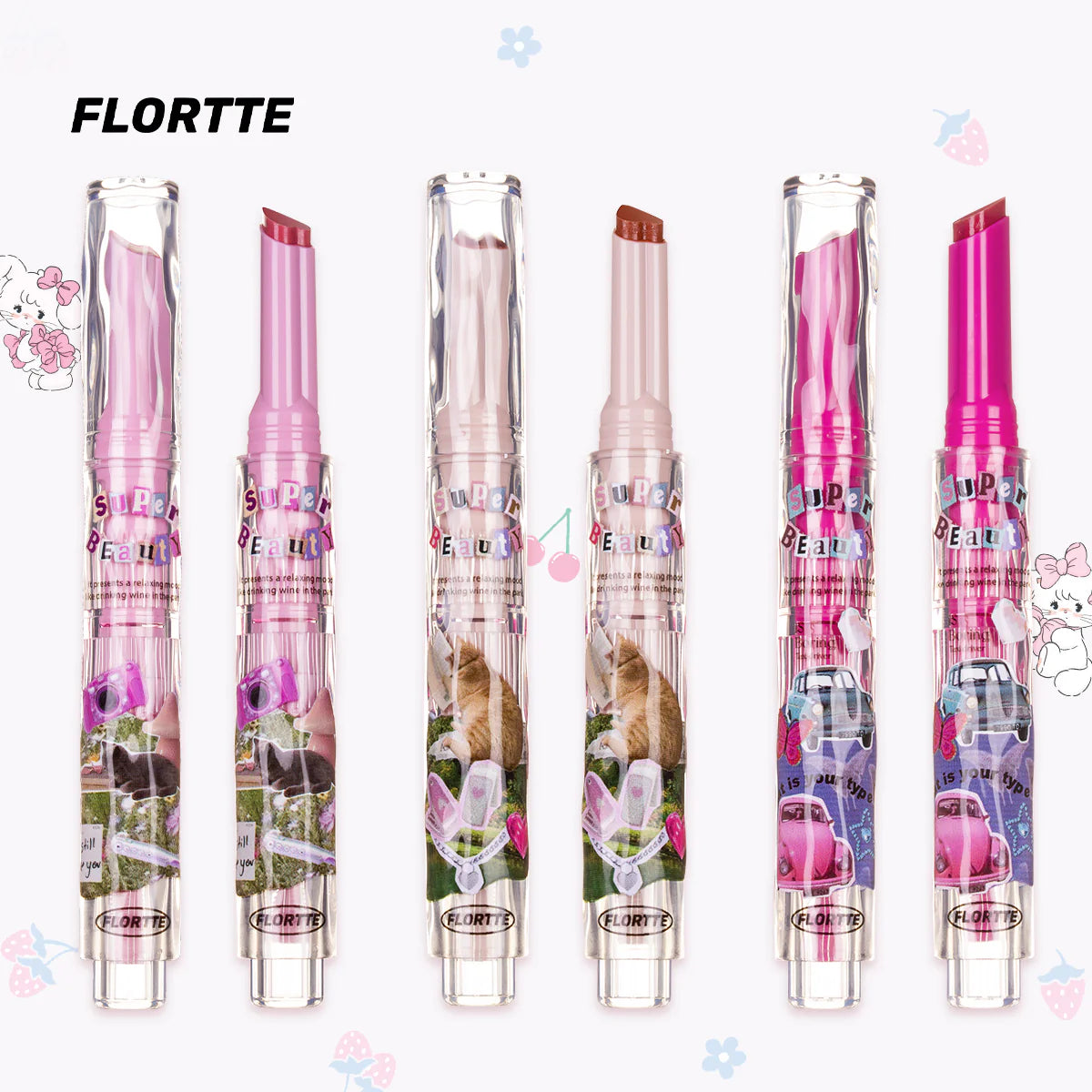 Flortte I Am Super Beauty Jelly Heart Lipstick1.5g花洛莉亚怪美莉亚固体唇蜜镜面水光滋润初吻棒唇膏口红笔