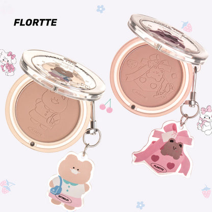 Flortte Flower Food Bear Blush Powder 4.3g 少女心被戳中！FLORTTE花洛莉亚腮红花菜熊单色腮红膨胀色腮紫