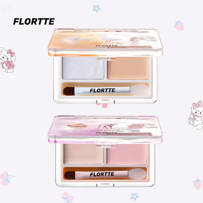 Flortte They Are Cute Two-Color Cream Highlighter 1.5g*2 花洛莉亚可爱颂系列双色高光膏提亮立体修容一体盘遮泪沟法令纹哑光