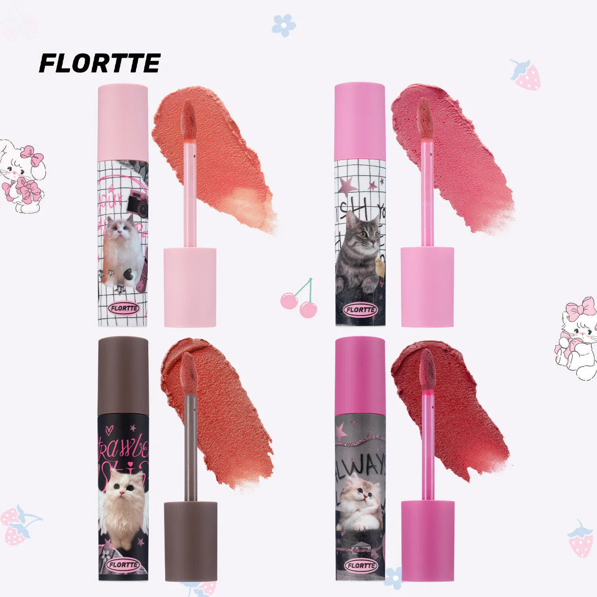 Flortte 【520】我超美唇霜2.3g 花洛莉亞怪美莉亞奶糕唇霜免沾杯直播霧面啞光唇泥唇釉口紅女