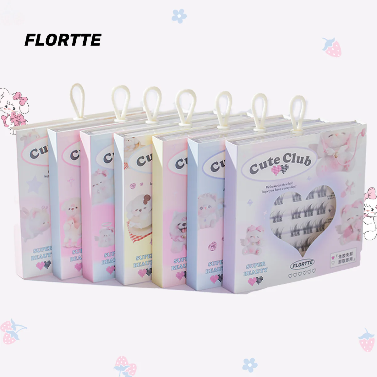 Flortte 【NEW!】I Am Super Beauty Glue-Free False Lashes（Free Eyelash Curler）花洛莉亚免胶假睫毛自粘免卸新手自然分段式单簇懒人眼睫毛正品