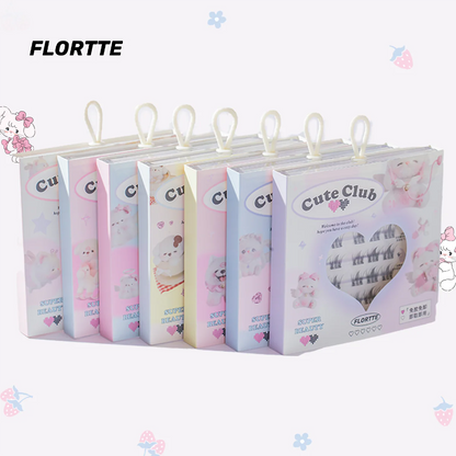 Flortte 【NEW!】I Am Super Beauty Glue-Free False Lashes（Free Eyelash Curler）花洛莉亚免胶假睫毛自粘免卸新手自然分段式单簇懒人眼睫毛正品