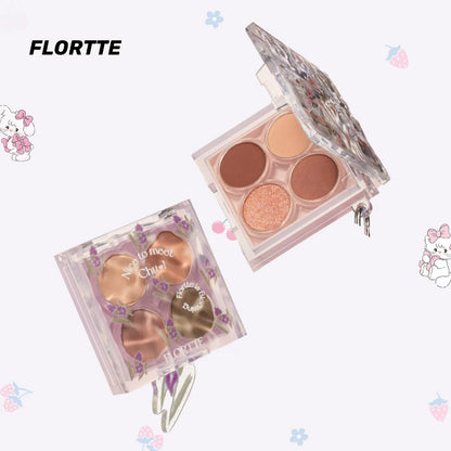 Flortte Nice To Meet Chu 4色眼影4g 花洛莉亞四色眼影盤初吻波波大地色細閃珠光啞光4色小眾便攜