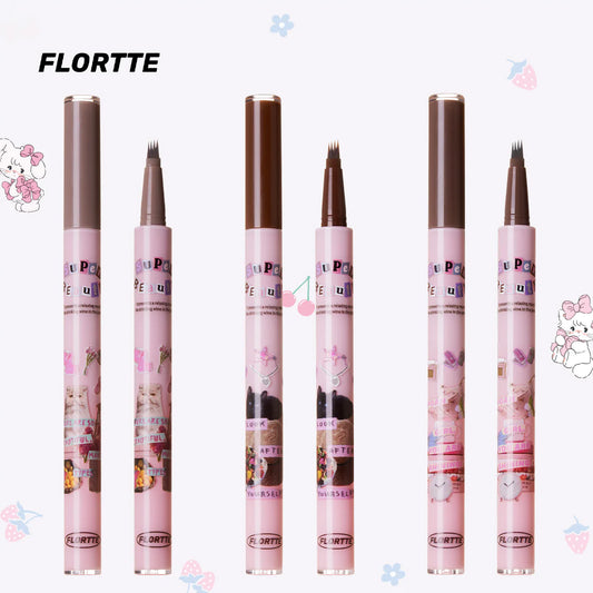 Flortte我超美液體眉筆0.5ml花洛莉亞水筆四叉小畫家防汗眉防水持久不脫色