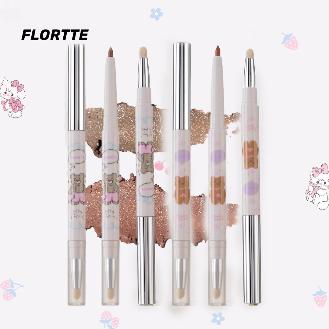 Flortte 【New】Bread Bear ＆ Me Eyeliner 200mg 花洛莉亚面包小熊和我可晕染眼线胶笔双头卧蚕阴影眼影笔