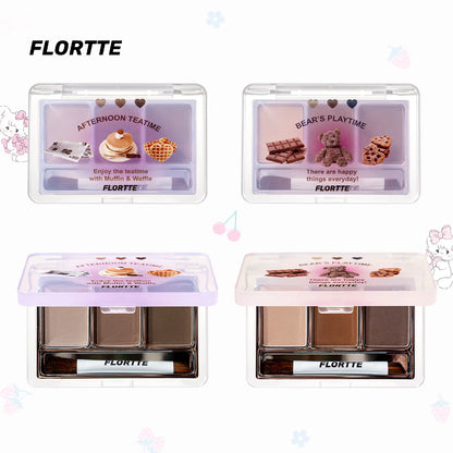 Flortte They Are Cute Three-Color Eyebrow Powder 4.5g 花洛莉亚三色眉粉女自然持久防水防汗不易脱色初学者眉笔