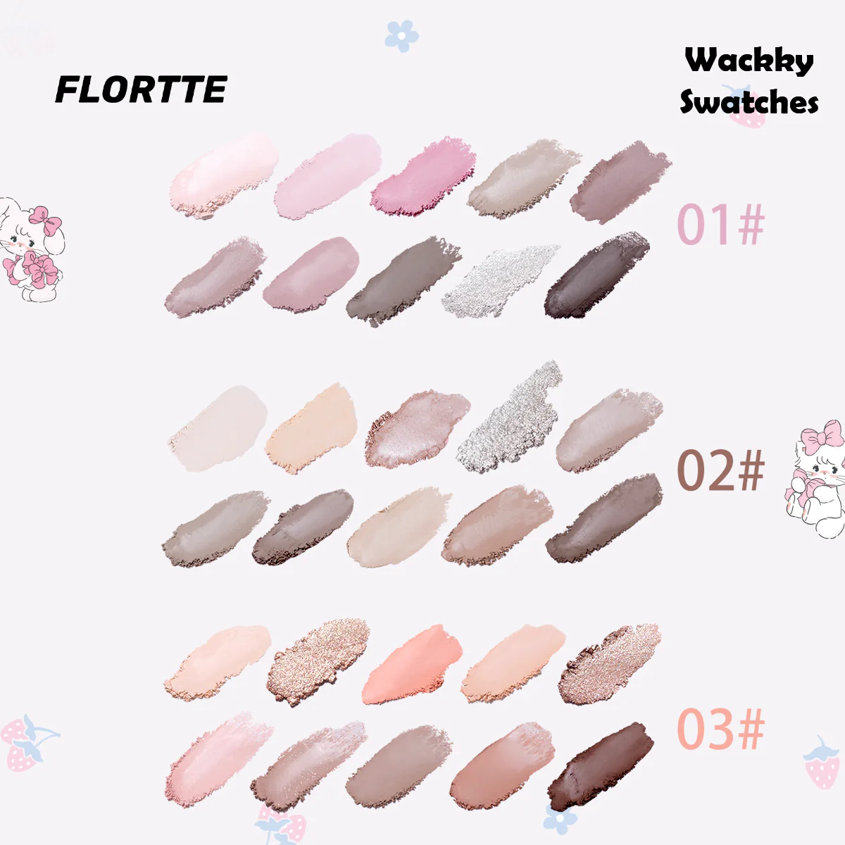 Flortte Wackky Series Ten-Color Eyeshadow Palette 7.5g 花洛莉亚眼影盘女生宿舍系列Wackky系列十色落利亚大地色高光新款