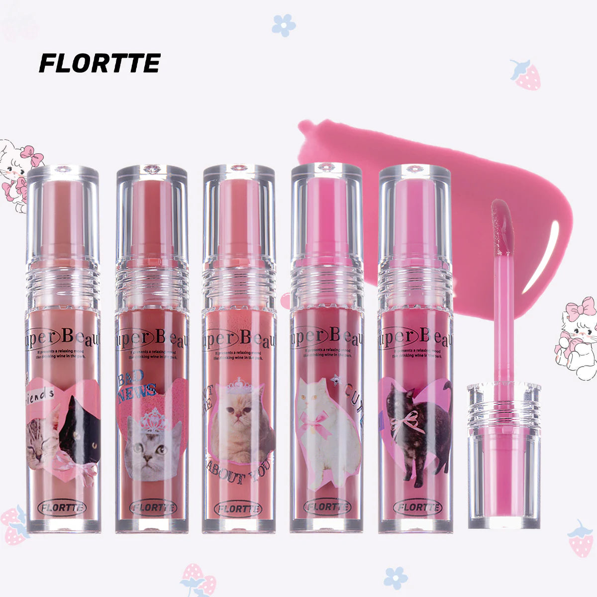 Flortte我是超級美唇彩精華液2.6g 花洛莉亞唇蜜怪美莉亞唇部精華蜜唇油唇釉清透水潤