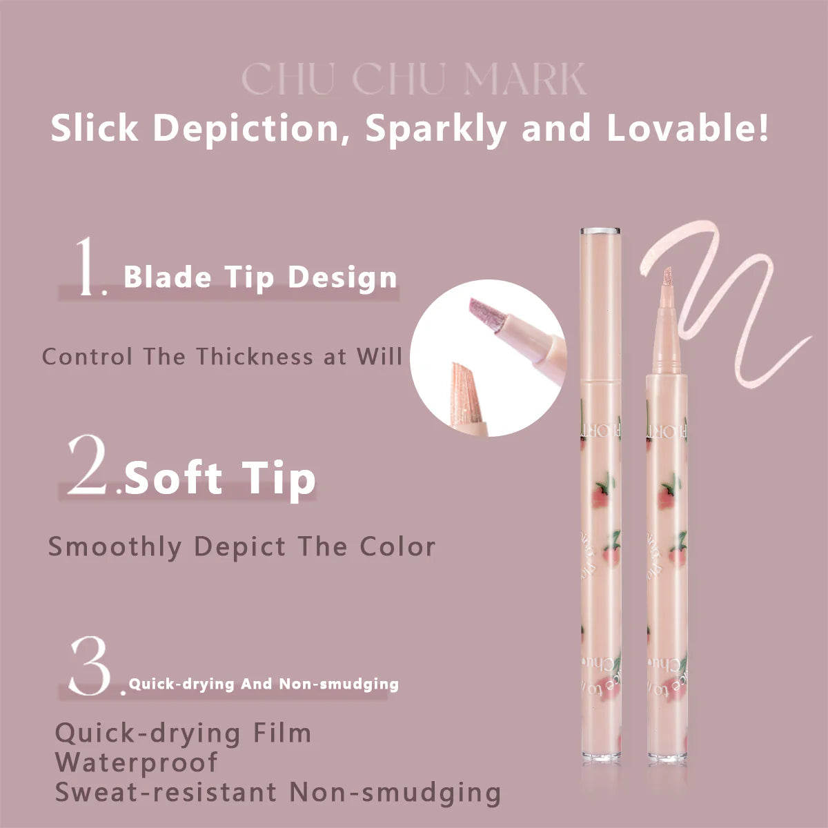 Flortte Chu Chu Mark Silkworm Pen 0.5ml 花洛莉亚初吻初恋马克系列刀锋卧蚕液笔珠光高光阴影眼线提亮哑光眼妆