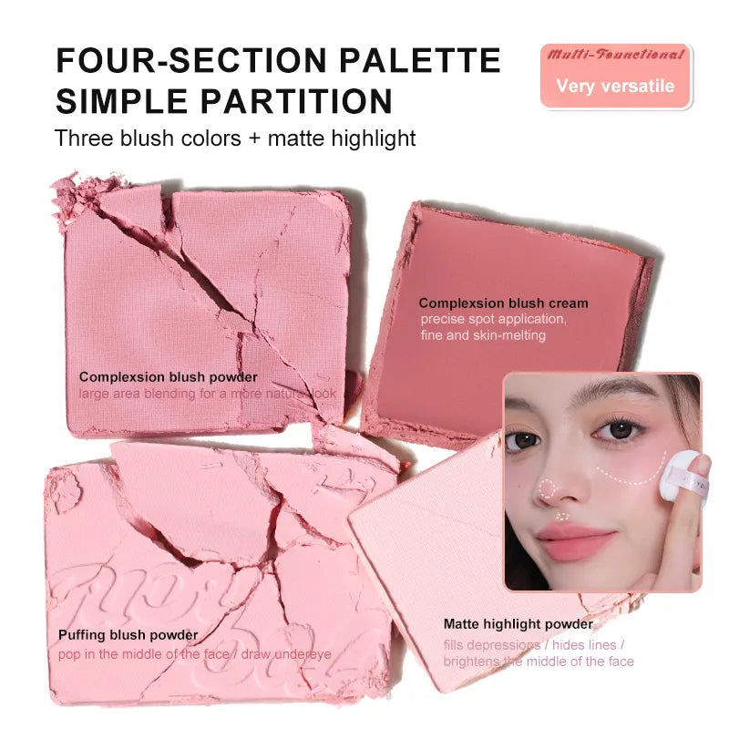 Judydoll 2 In 1 Blush Highlight Palette- First Crush Limited Edition 9g 橘朵二合一腮红高光盘腮红膏粉腮红泥膨胀色哑光提亮面中高光七夕限定