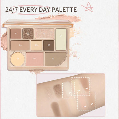 Judydoll 10 Shades Multi-Functional Eyeshadow Palette 18g 橘朵十色彩妆综合盘眼影盘腮红修容高光大地色哑光新手女