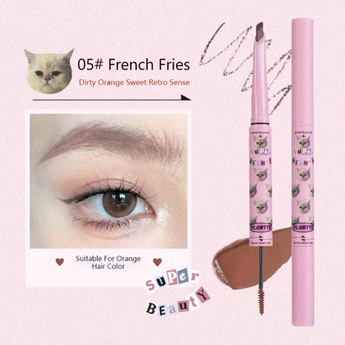 Flortte Eyebrow Pencil Brow Mascara 花洛莉亚BUNNY联名款染眉膏立体自然持久防水不晕妆野生眉