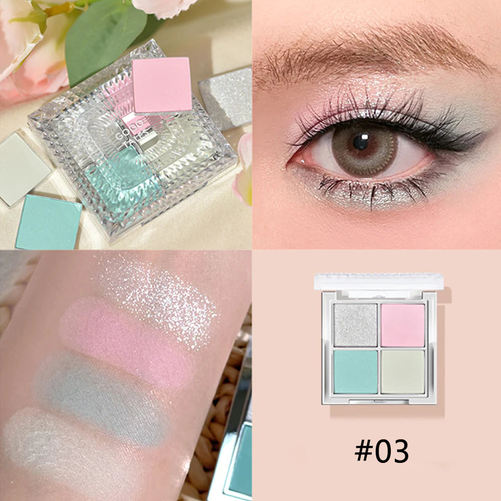 GOGOTALES 4 Colors Pearl Eyeshadow Palette 7.6g 戈戈舞光影流转四色眼影盘