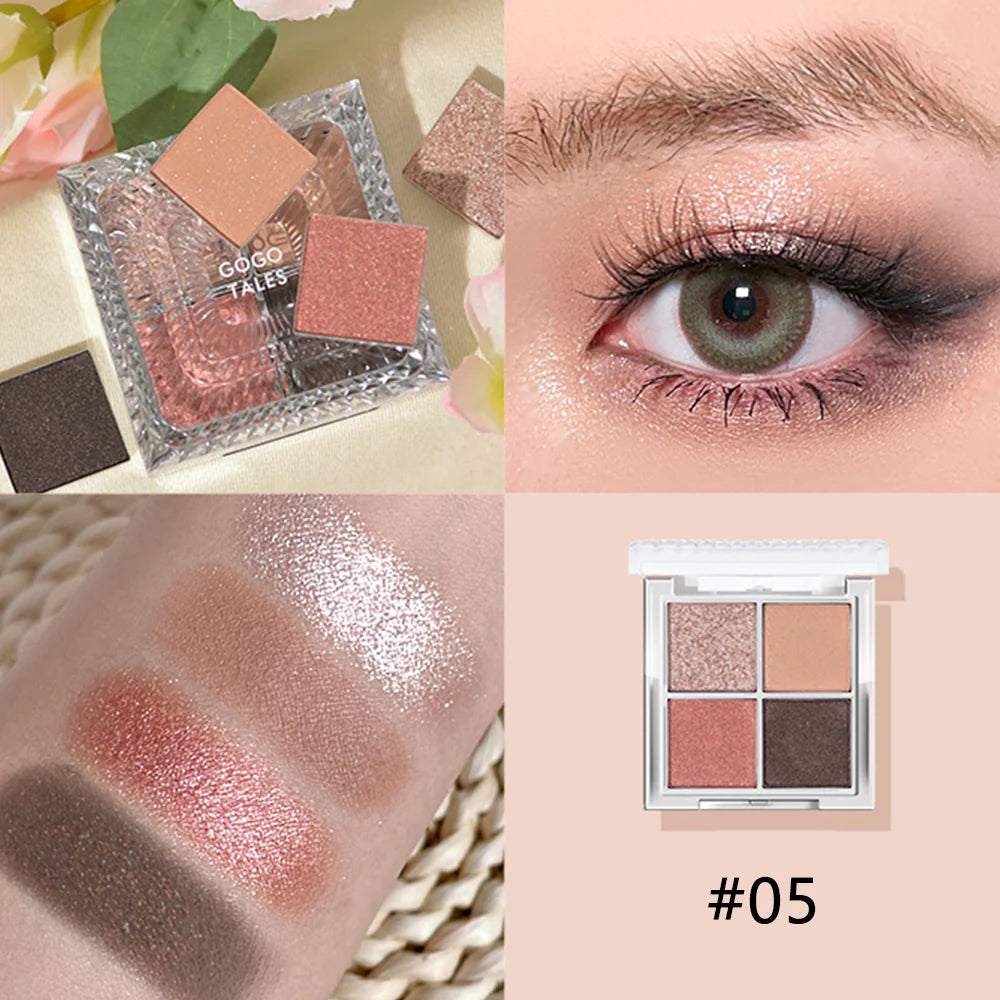 GOGOTALES 4 Colors Pearl Eyeshadow Palette 7.6g 戈戈舞光影流转四色眼影盘