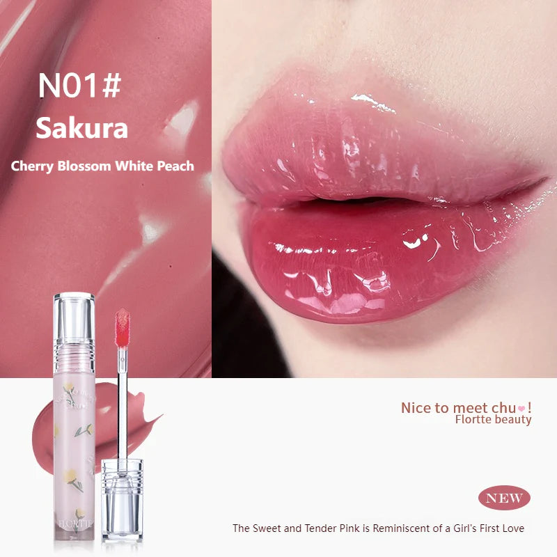 Flortte Nice To Meet Chu Lip Lasting Tint 2.8g 花洛莉亚初吻露水光唇釉唇蜜镜面唇彩不沾杯口红学生平价