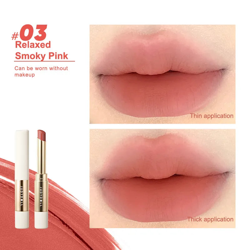 Judydoll Collagen Matte Lipstick 2.2g 橘朵细管口红胶原笔哑光唇膏不沾杯素颜豆沙色裸色带唇刷