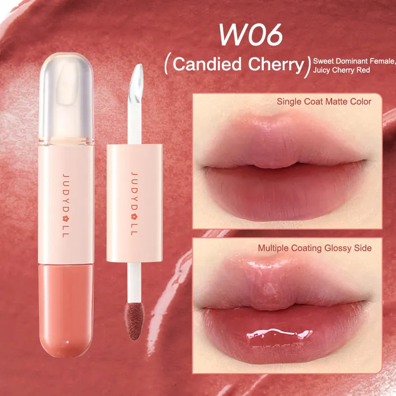 Judydoll Hawthorn Candy Dual Lip Glaze 7g 橘朵冰糖葫芦双头唇釉唇泥镜面水光口红雨衣不掉色不沾杯S01/S02