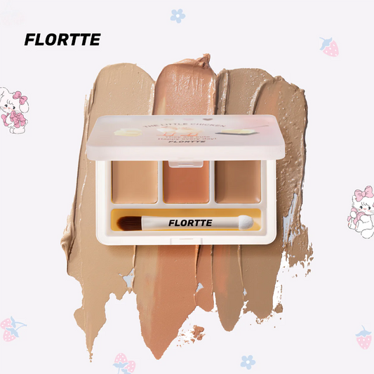 Flortte They Are Cute Three-Color Concealer 1.3g*3 花洛莉亚可爱颂系列三色遮瑕膏盘修容面部遮盖痘痘泪沟黑眼圈提亮