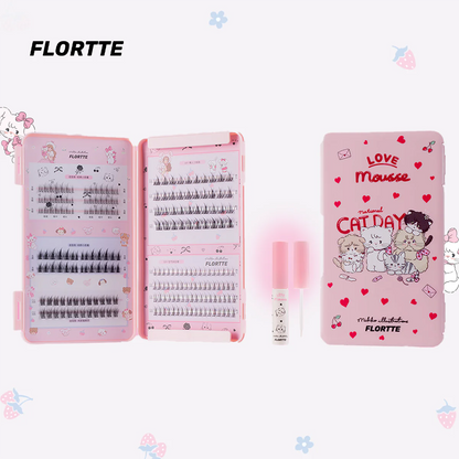 Flortte Mikko False Eyelashes(5 types 242 pieces＆Free Eyelash Curler) 花洛莉亚睫毛书mikko联名假睫毛日常自然单簇懒人三部曲