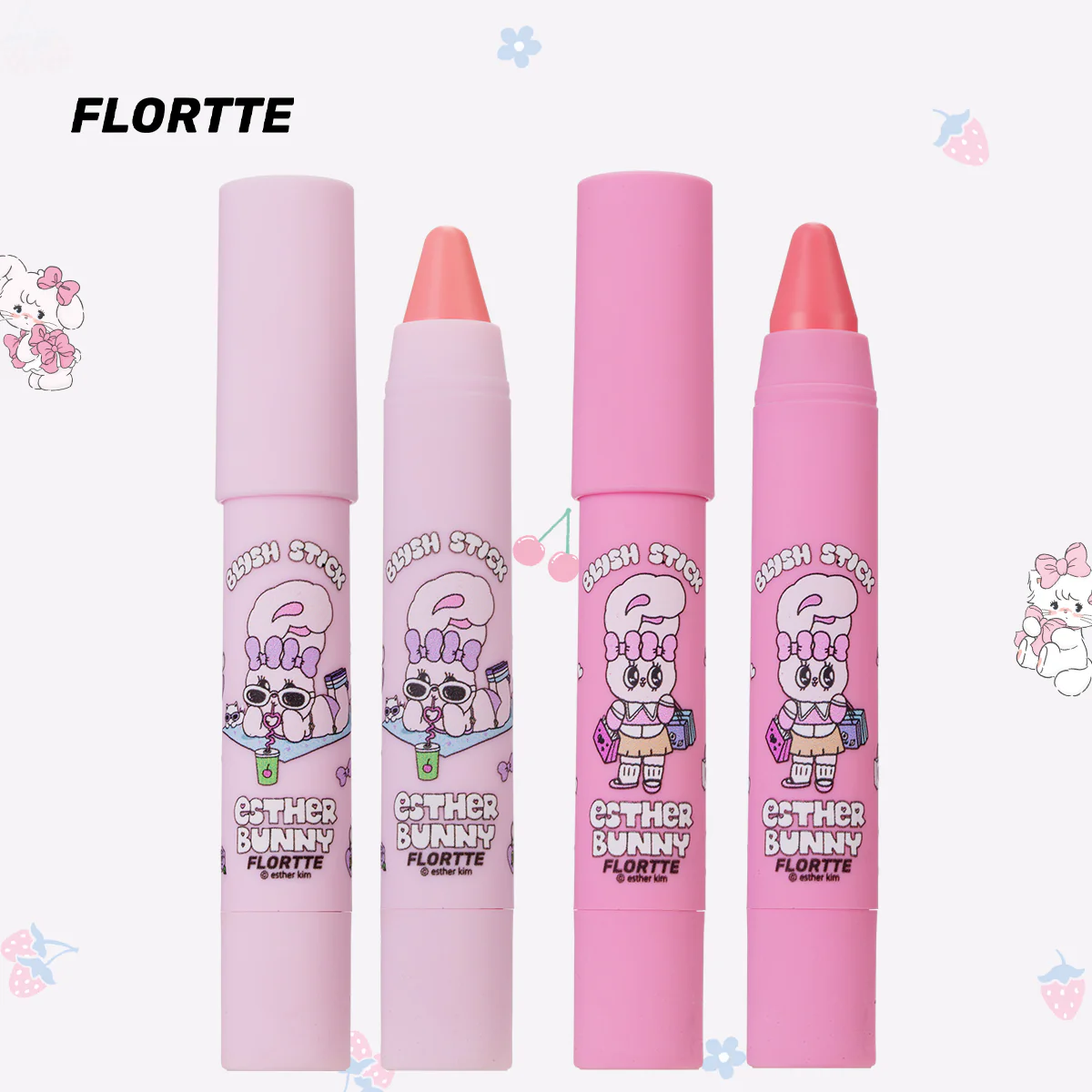 Flortte Esther Bunny Blusher Pen 3.5g 花洛莉亚腮红笔BUNNY联名款晒红膏收缩色膨胀氛围落利亚女