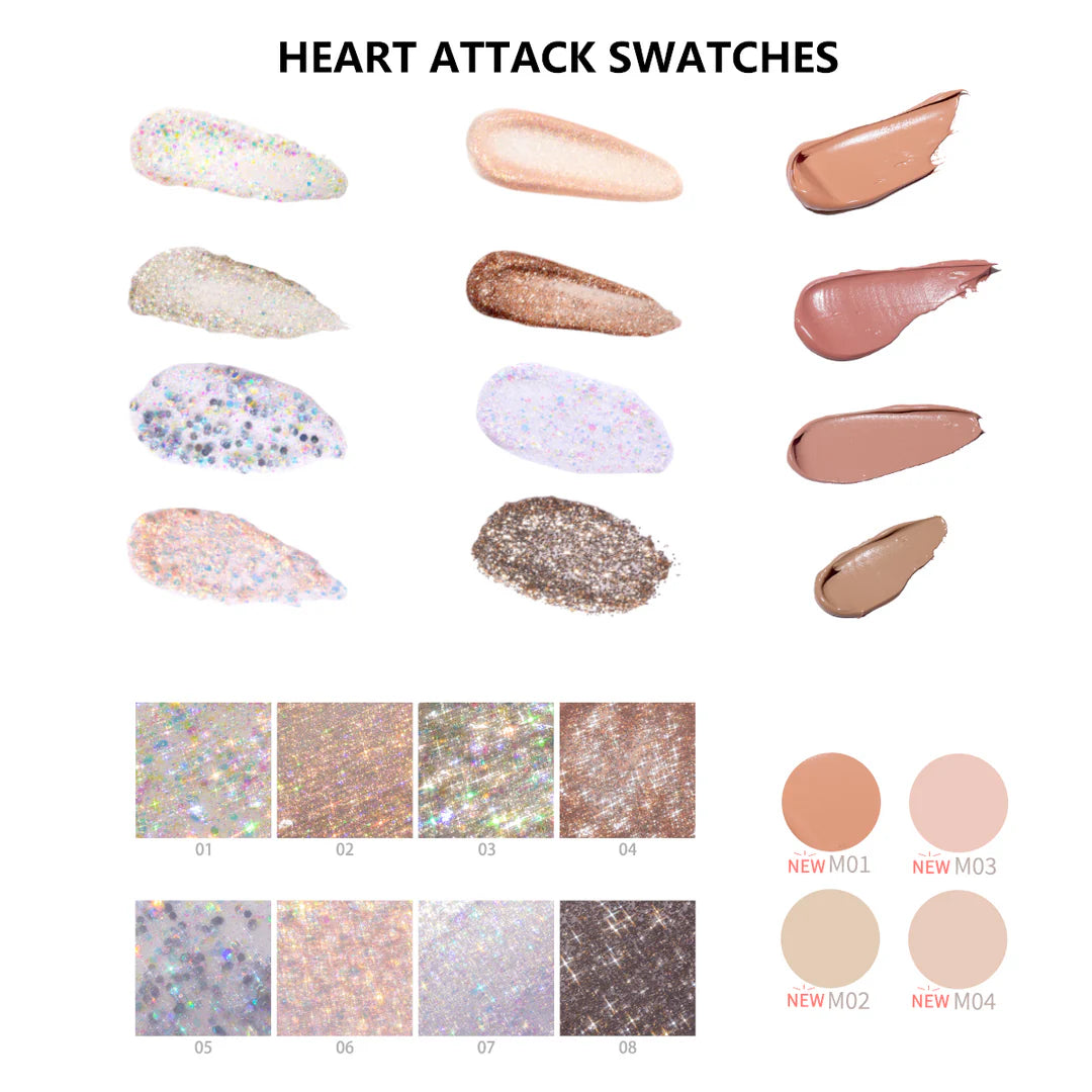 Flortte 【520】Heart Attack Liquid Eyeshadow 1.5g 花洛莉亚心动狙击液体眼影亮片闪片细闪哑光色卧蚕提亮液一滴泪