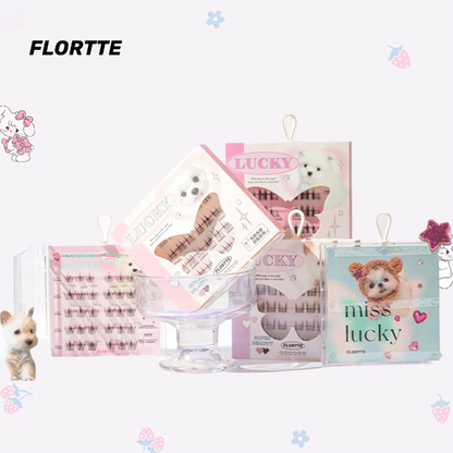 Flortte Super Beauty Series Adhesive-Free False Eyelashes（Free Eyelash Curler）花洛莉亚免胶假睫毛自粘分段式超自然透明梗太阳花