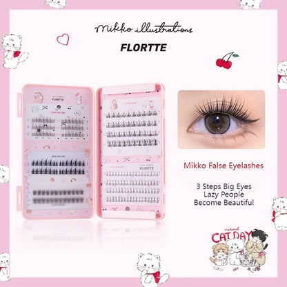 Flortte Mikko False Eyelashes(5 types 242 pieces＆Free Eyelash Curler) 花洛莉亚睫毛书mikko联名假睫毛日常自然单簇懒人三部曲