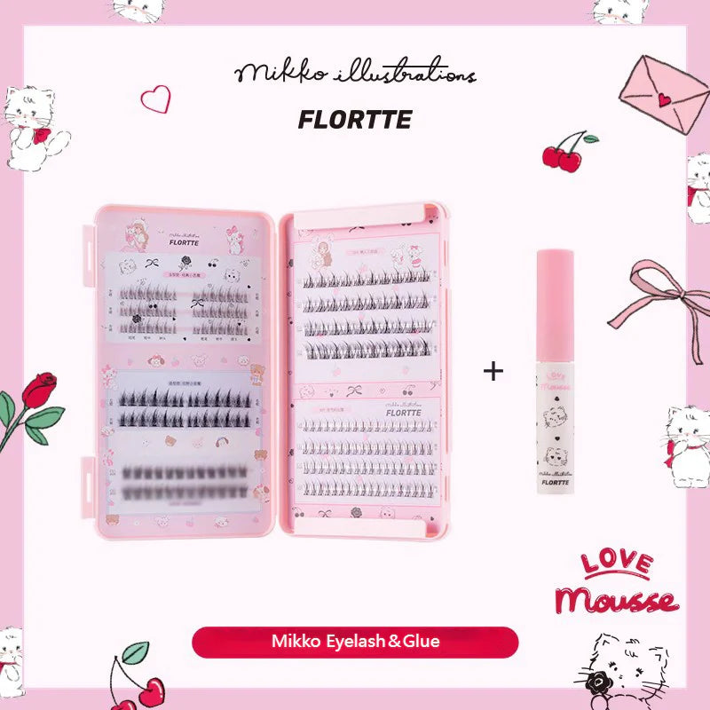 Flortte Mikko False Eyelashes(5 types 242 pieces＆Free Eyelash Curler) 花洛莉亚睫毛书mikko联名假睫毛日常自然单簇懒人三部曲